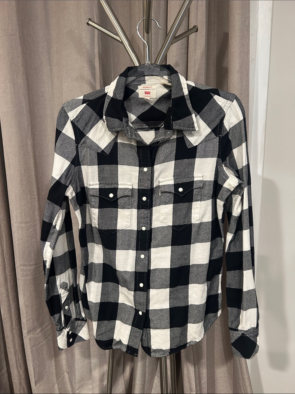 Levi's Black & White Plaid Snap-Front Shirt